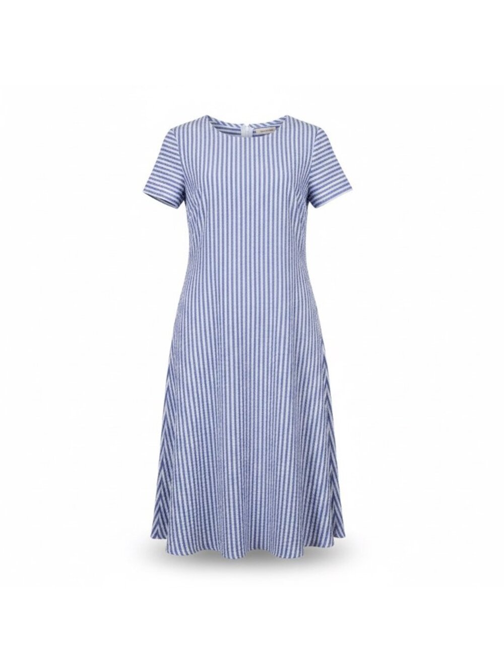 Zolucky Womens Blue Striped Short-Sleeve A-Line Midi Dress Size M